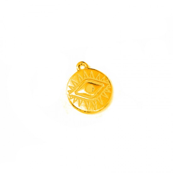 METALLIC CHARM ROUND WITH EYE 16mm GOLD PLATED