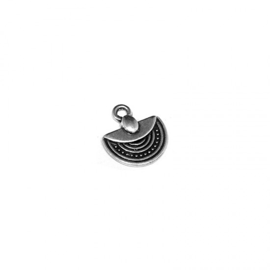 METALLIC CHARM SEMICIRCLE ETHNIC 12x10mm SILVER PLATED
