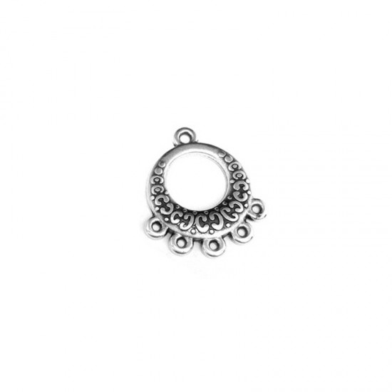 METALLIC PENDANT ROUND WITH FIVE LOOPS 18mm SILVER PLATED