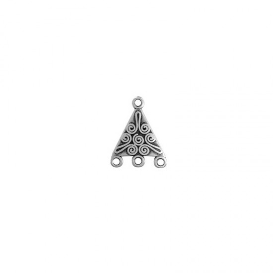 METALLIC PENDANT TRIANGLE WITH FOUR LOOPS 16x18mm SILVER PLATED