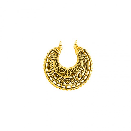METALLIC PENDANT ROUND WITH TWO HOOPS 37x33mm GOLD PLATED