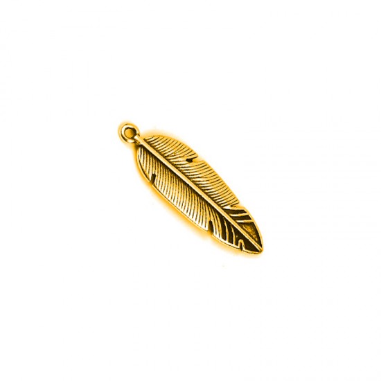 METALLIC PENDANT FEATHER 11x30mm GOLD PLATED