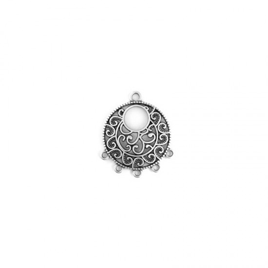 METALLIC PENDANT ROUND WITH FIVE LOOPS 28mm SILVER PLATED