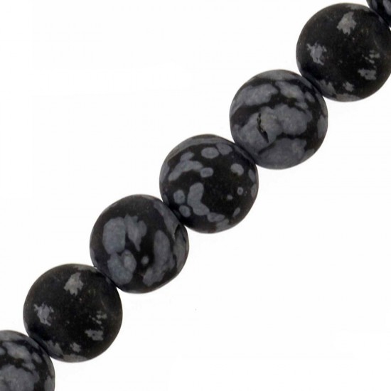 OBSIDIAN SNOWFLAKE ROUND BEADS 10mm/HOLE 2mm ~40cm