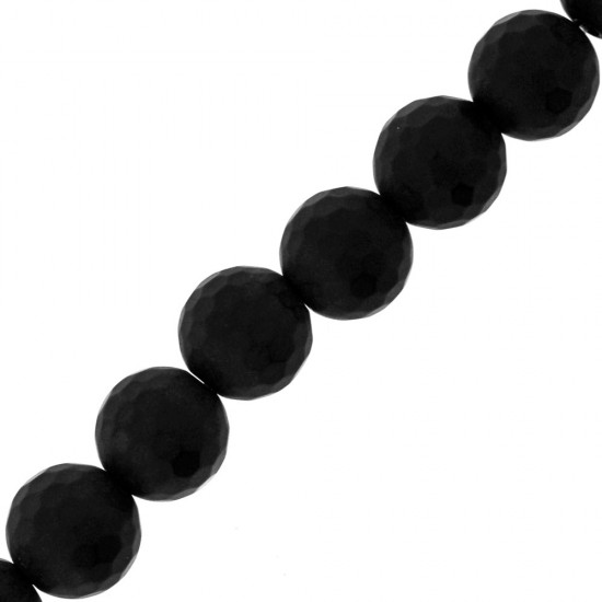ONYX ROUND FACETED BEADS 10mm - HOLE 2mm ~40cm