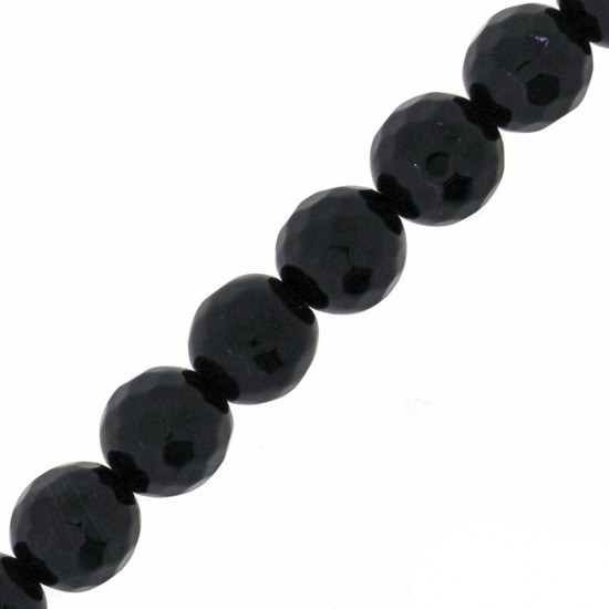 ONYX ROUND FACETED BEADS 8mm ~40cm