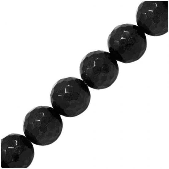 ONYX ROUND FACETED BEADS 10mm ~40cm