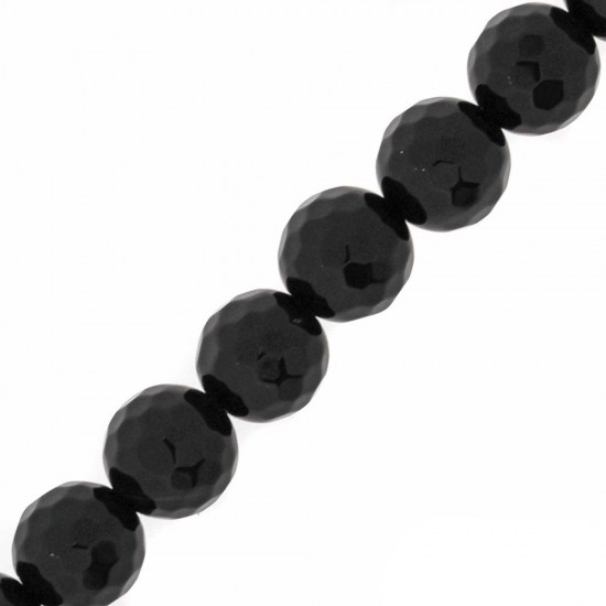 ONYX ROUND FACETED BEADS 12mm ~40cm