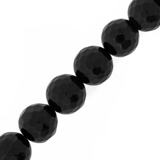 ONYX ROUND FACETED BEADS 14mm ~40cm