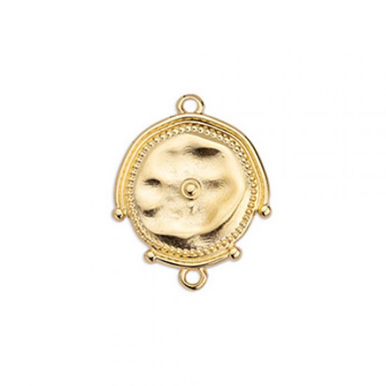METALLIC CHARM ROUND ANCIENT STYLE WITH 2 RINGS 20,2x25,3mm GOLD PLATED
