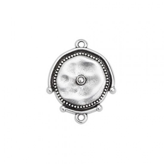 METALLIC CHARM ROUND ANCIENT STYLE WITH 2 RINGS 20,2x25,3mm SILVER PLATED