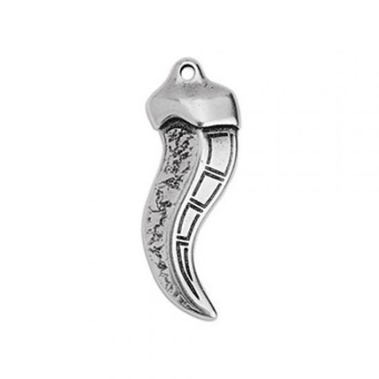 METALLIC CHARM ORIENTAL TOOTH 12x33mm SILVER PLATED