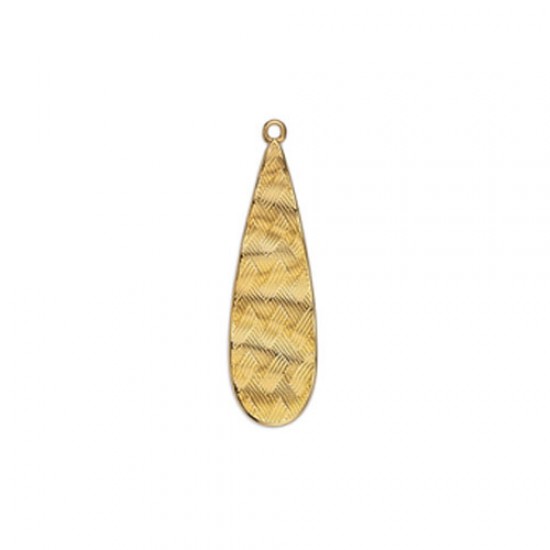 METALLIC PENDANT DROP WITH RIPPLE EFFECTS 8,3X27,8mm GOLD PLATED