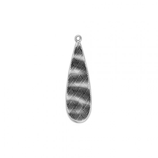 METALLIC PENDANT DROP WITH RIPPLE EFFECTS 8,3X27,8mm SILVER PLATED