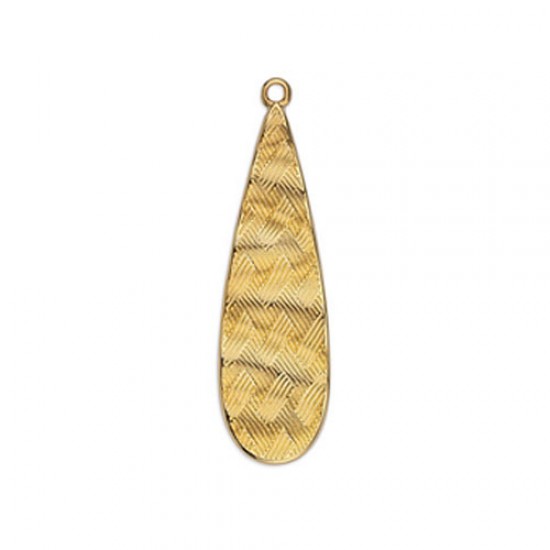 METALLIC PENDANT DROP WITH RIPPLE EFFECTS 12X42mm GOLD PLATED