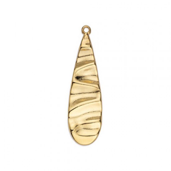 METALLIC PENDANT DROP WITH RIPPLE EFFECTS 12X42mm GOLD PLATED
