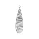 METALLIC PENDANT DROP WITH RIPPLE EFFECTS 12X42mm SILVER PLATED