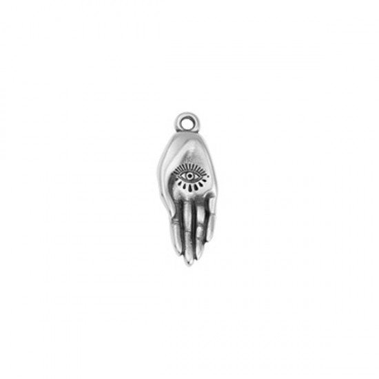 METALLIC PENDANT HAND WITH EYE 8,6X22,4mm SILVER PLATED