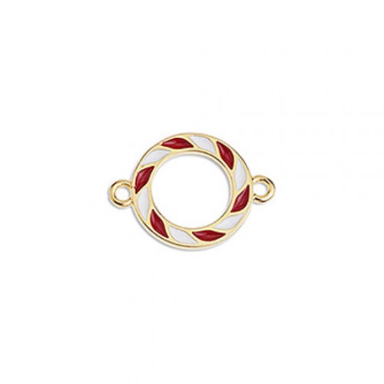 METALLIC CAST CIRCLE CANDY WITH ENAMEL AND 2 RINGS 20,4x14,7mm GOLD PLATED