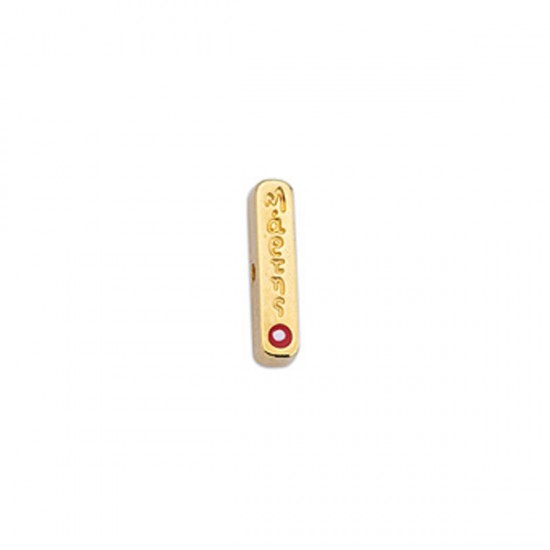 METALLIC CAST STICK MARCH 3,6X15,7mm GOLD PLATED WITH RED ENAMEL