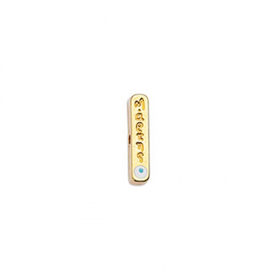 METALLIC CAST STICK MARCH 3,6X15,7mm GOLD PLATED WITH WHITE ENAMEL