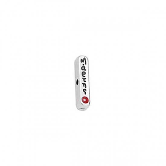 METALLIC CAST STICK MARCH 3,6X15,7mm SILVER PLATED WITH RED ENAMEL