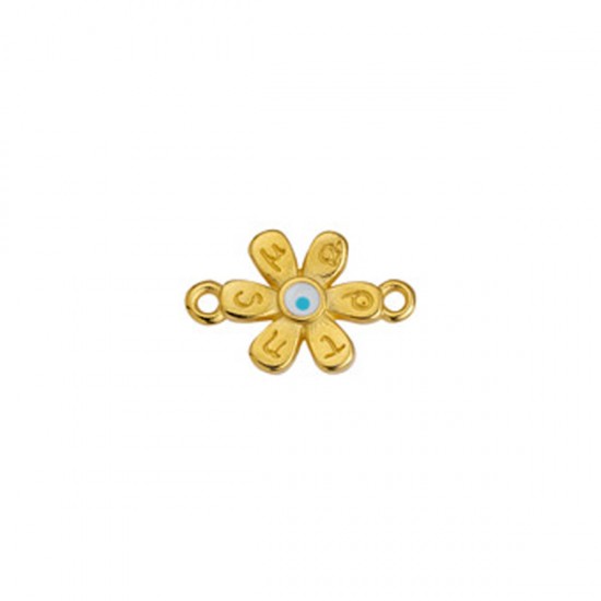 METALLIC CAST FLOWER MARCH WITH ENAMEL EYE AND 2 RINGS 18,6x11,8mm GOLD PLATED