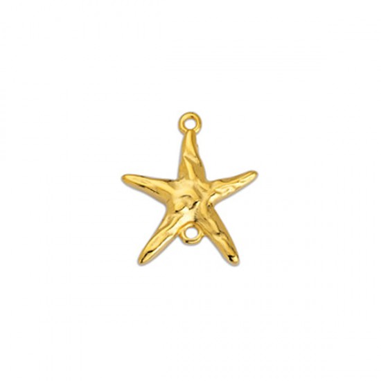 METALLIC ELEMENT STARFISH WITH 2 RINGS 18,8x21,7mm GOLD PLATED
