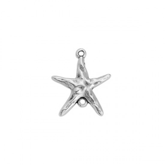 METALLIC ELEMENT STARFISH WITH 2 RINGS 18,8x21,7mm SILVER PLATED