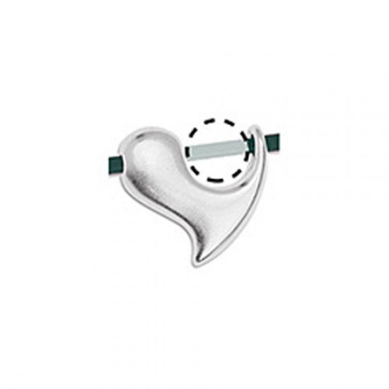 METALLIC SLIDER HEART WITH SLOT FOR BEAD 6mm - 13x12mm SILVER PLATED