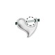 METALLIC SLIDER HEART WITH SLOT FOR BEAD 6mm - 13x12mm SILVER PLATED