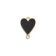 METALLIC CAST HEART FLORAL WITH BLACK ENAMEL AND 2 RINGS - 18,9x13,4mm GOLD PLATED