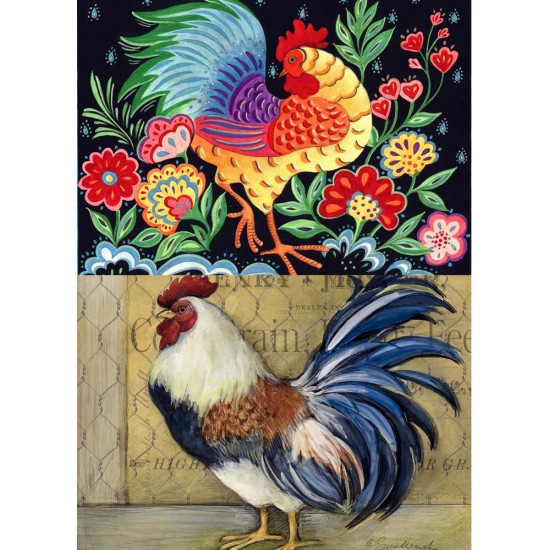 RICE PAPER WITH A ROOSTER THEME