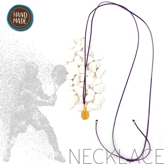 PURPLE NECKLACE WITH A BEACH TENNIS RACKET GOLD PLATED
