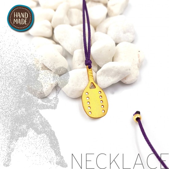 PURPLE NECKLACE WITH A BEACH TENNIS RACKET GOLD PLATED
