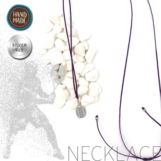 PURPLE NECKLACE WITH A BEACH TENNIS RACKET SILVER 925