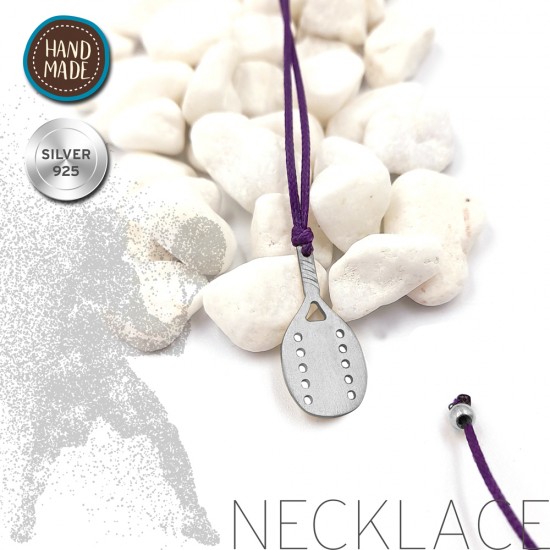 PURPLE NECKLACE WITH A BEACH TENNIS RACKET SILVER 925