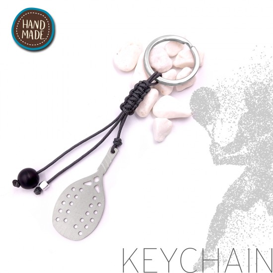 KEYCHAIN WITH BEACH TENNIS RACKET SILVER PLATED