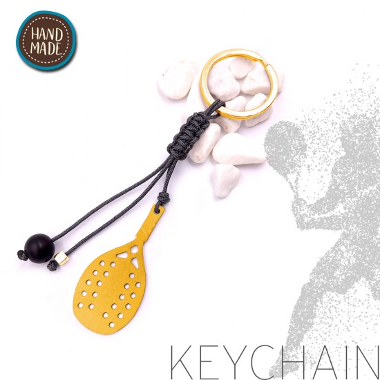 KEYCHAIN WITH BEACH TENNIS RACKET GOLD PLATED