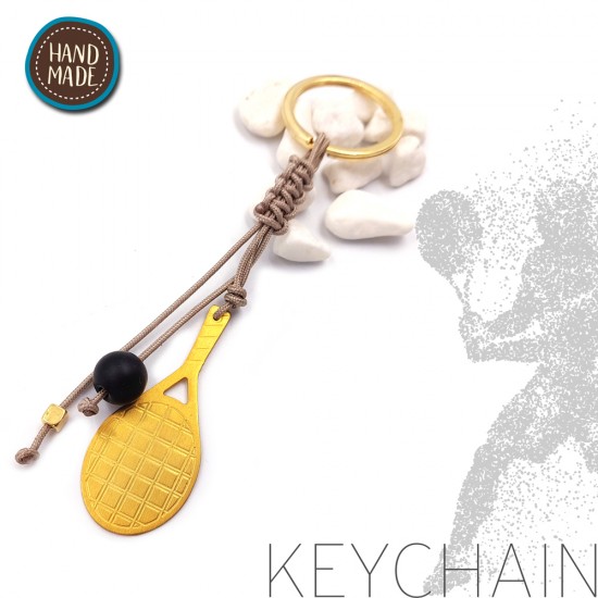 KEYCHAIN WITH TENNIS RACKET GOLD PLATED