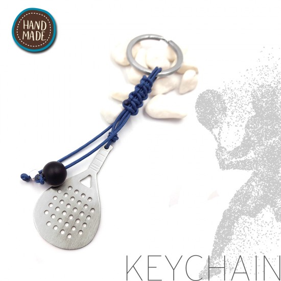 KEYCHAIN WITH PADEL TENNIS RACKET SILVER PLATED