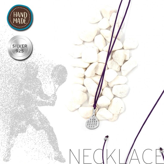 PURPLE NECKLACE WITH A PADEL TENNIS RACKET SILVER 925