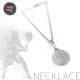 HANDMADE NECKLACE WITH STEEL CHAIN AND TENNIS RACKET SILVER PLATED