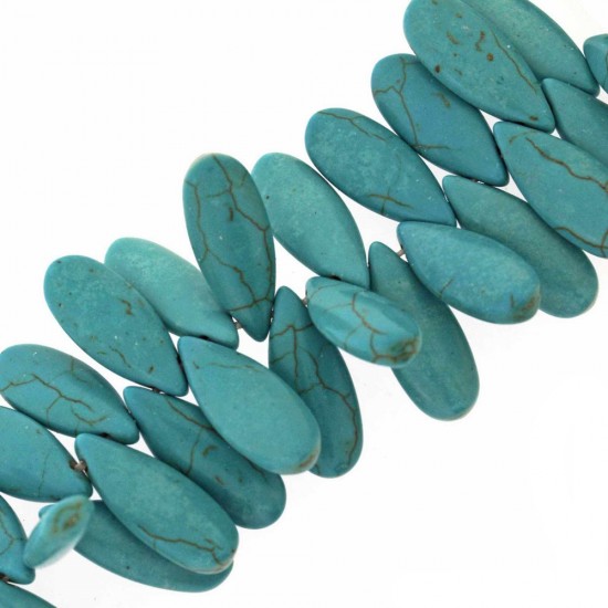 TURQUOISE PEARSHAPE BEADS 10x25mm ~40cm