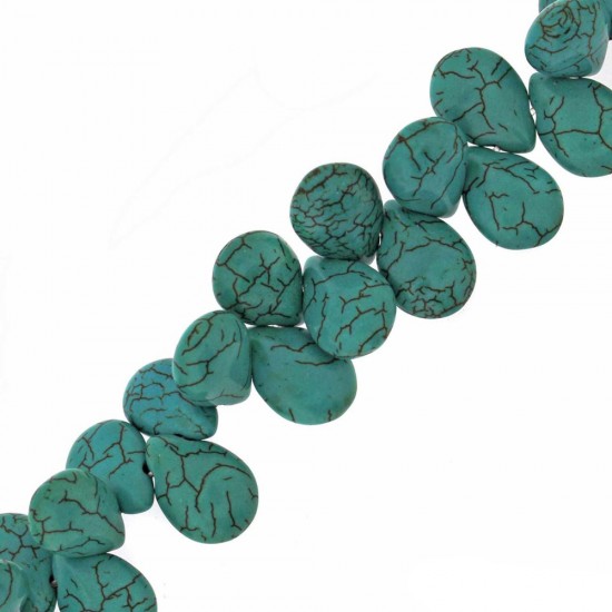 TURQUOISE PEARSHAPE BEADS 10x14mm ~40cm TURQUOISE