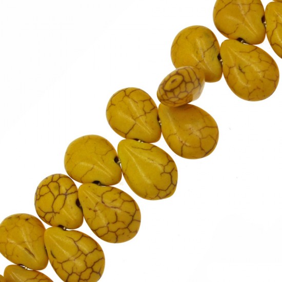 TURQUOISE PEARSHAPE BEADS 10x14mm ~40cm YELLOW