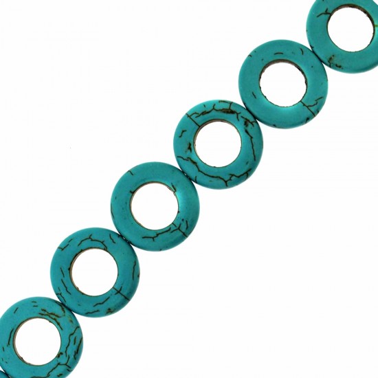 TURQUOISE RING BEADS 20mm ~40cm