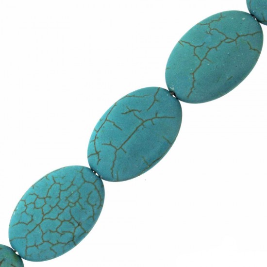 TURQUOISE OVAL BEADS 20x30mm ~40cm
