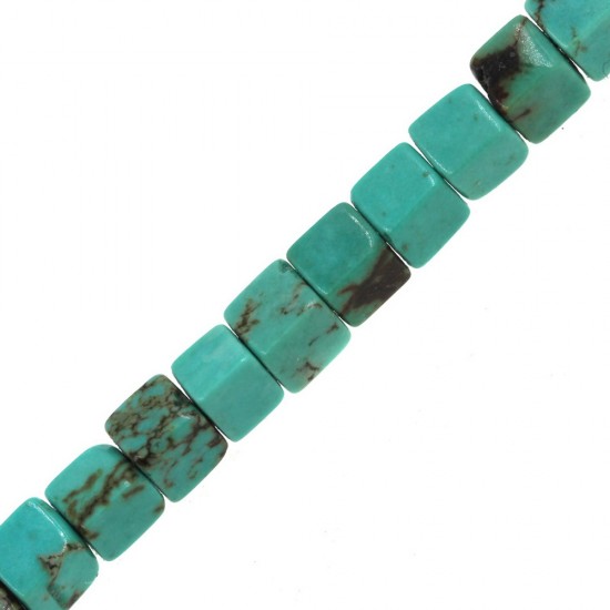 TURQUOISE CUBE BEADS 4mm ~40cm