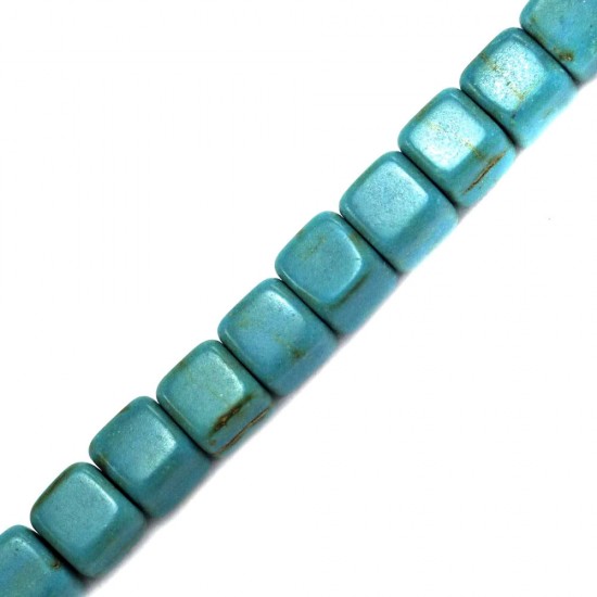 HOWLITE CUBE BEADS 4mm ~40cm TURQUOISE